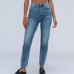 Everlane 90's The Cheeky Straight Medium Blue Button Fly Organic Cotton Jeans 30